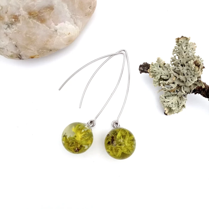 Náušnice - Lišajníkové guľôčky 2