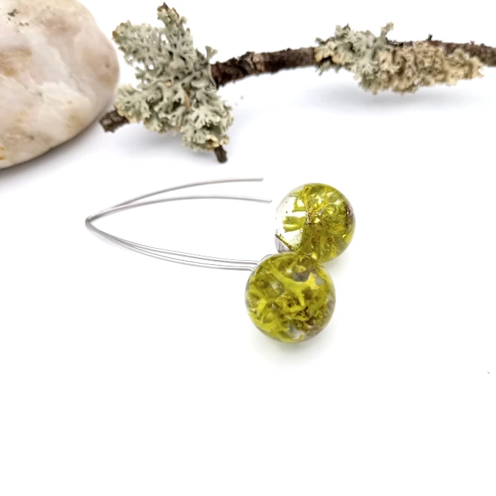 Náušnice - Lišajníkové guľôčky 2