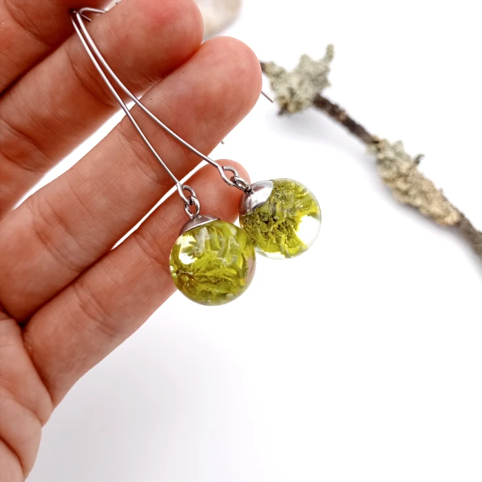 Náušnice - Lišajníkové guľôčky 2