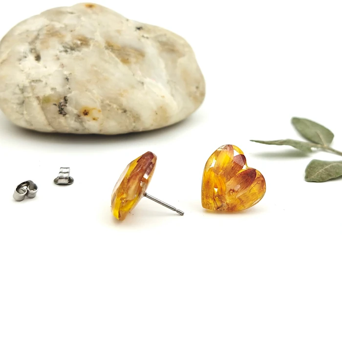 Náušnice - Slamienkové srdiečka