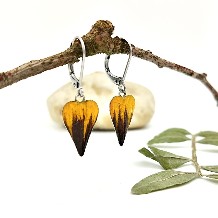 Náušnice - Slnečnicové srdiečka