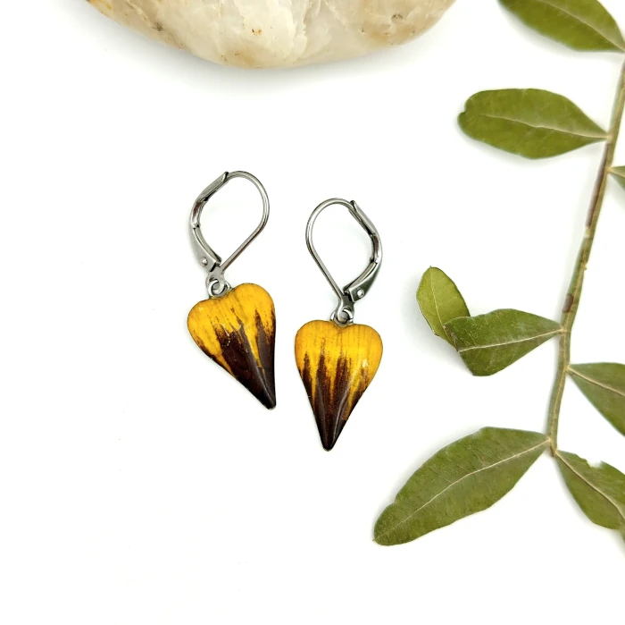 Náušnice - Slnečnicové srdiečka