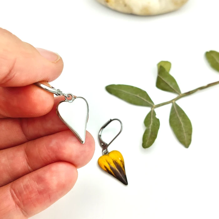 Náušnice - Slnečnicové srdiečka